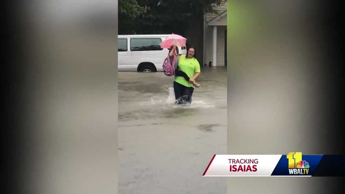 Daycare center teacher Brittany Austin helping children during a flood Daycare center teacher Brittany Austin helping children during a flood