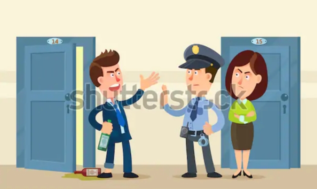 conflict between drunken neighbour by VectorLab2D conflict between drunken neighbour by VectorLab2D