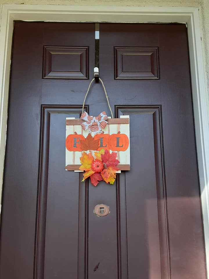 My Fall sign hanging on my front door. Photo credit: Me :)