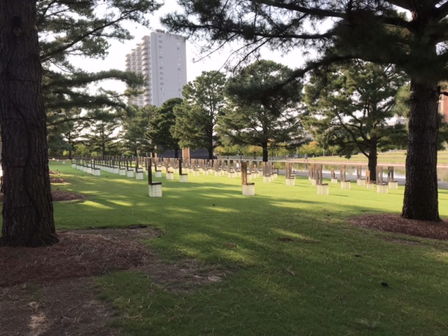The Field of Empty Chairs on the site of the Murrah Federal Building at the Oklahoma City National Memorial. Photo taken by and the property of FourWalls. The Field of Empty Chairs on the site of the Murrah Federal Building at the Oklahoma City National Memorial. Photo taken by and the property of FourWalls.