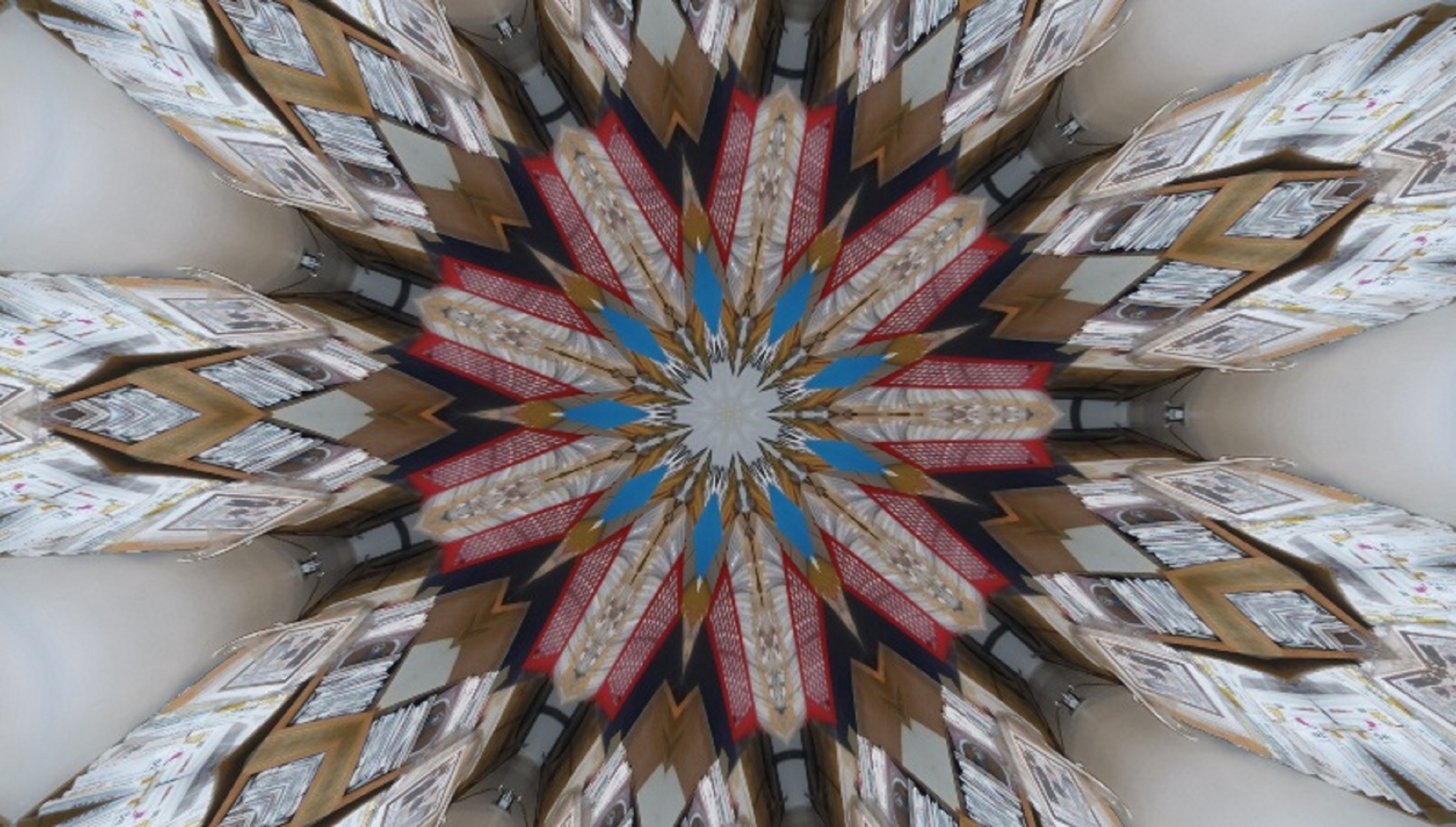 Collage I did with photos I took of Mom's sewing room with Kaleidoscope x9 on LunaPic.com