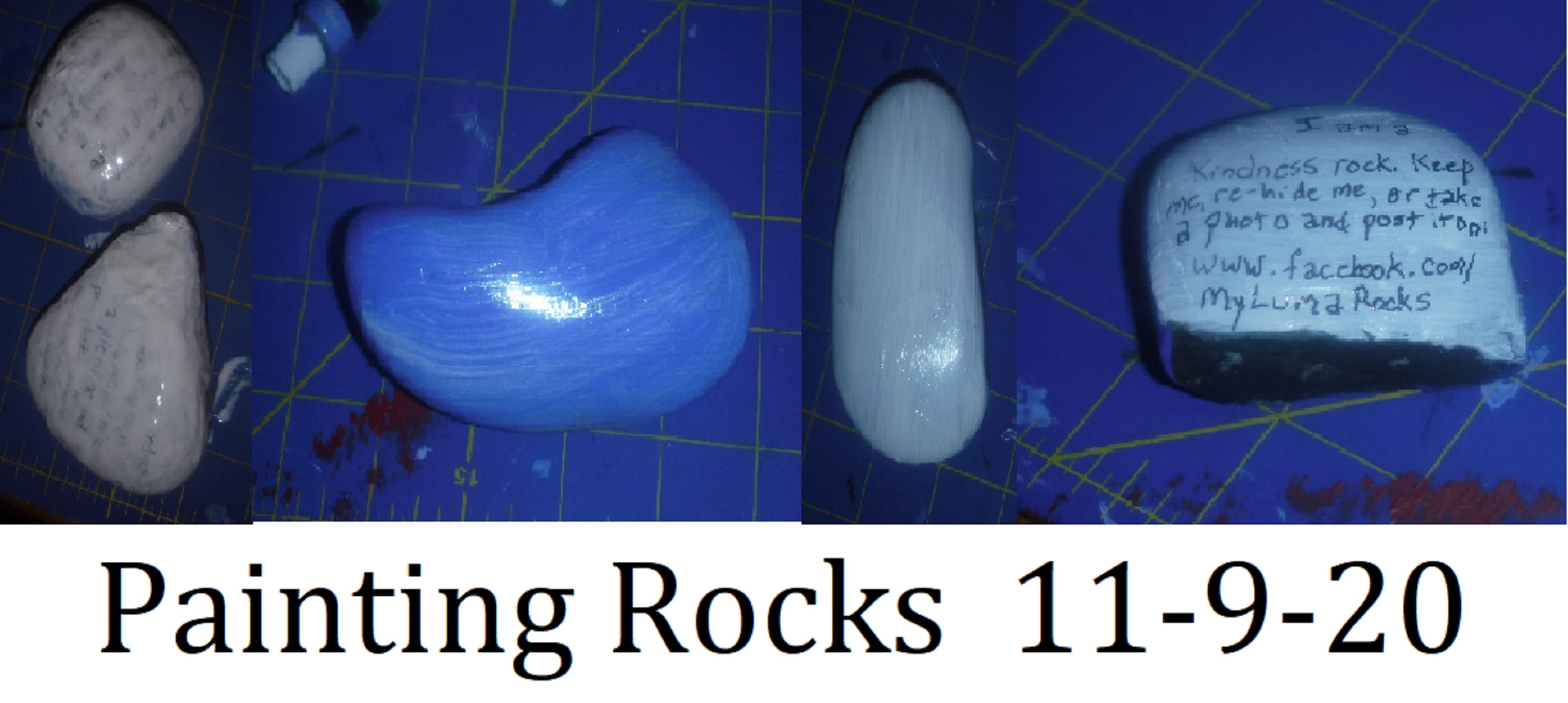 Collage I made with photos of rocks I painted on Microsoft Paint