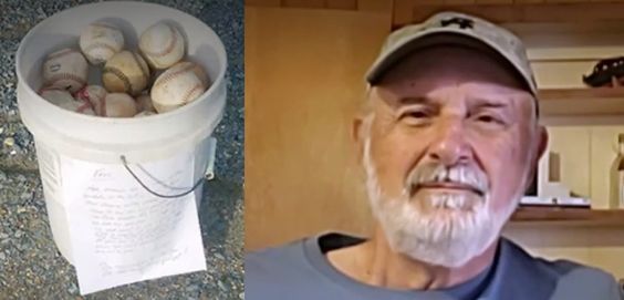 Grandfather Randy Long and his collection of baseballs Grandfather Randy Long and his collection of baseballs