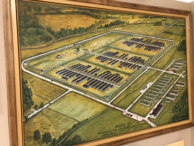 Depiction of the POW camp at Camp Atterbury during World War II. Photo taken by and the property of FourWalls. Depiction of the POW camp at Camp Atterbury during World War II. Photo taken by and the property of FourWalls.