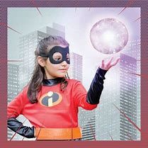 Madeline dressed as her favorite heroine Violet of the Incredibles  