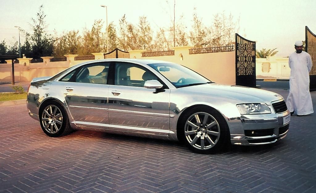 PURE SILVER CAR' AUDI A8' - CHECK THIS OUT GUYS THIS CAR IS MADE OF PURE SILVER NOT JUST SILVER COLOUR THIS CAR (AUDI A8) WAS MADE WID PURE SILVER FOR A SHEIKH....