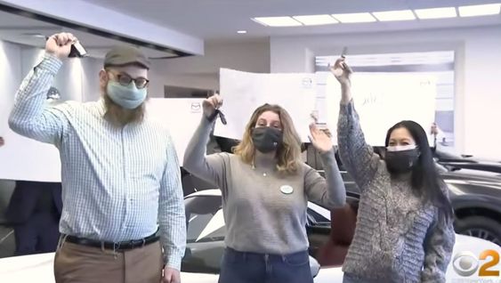 3 frontline workers getting the keys to their new cars from Mazda in New York 3 frontline workers getting the keys to their new cars from Mazda in New York