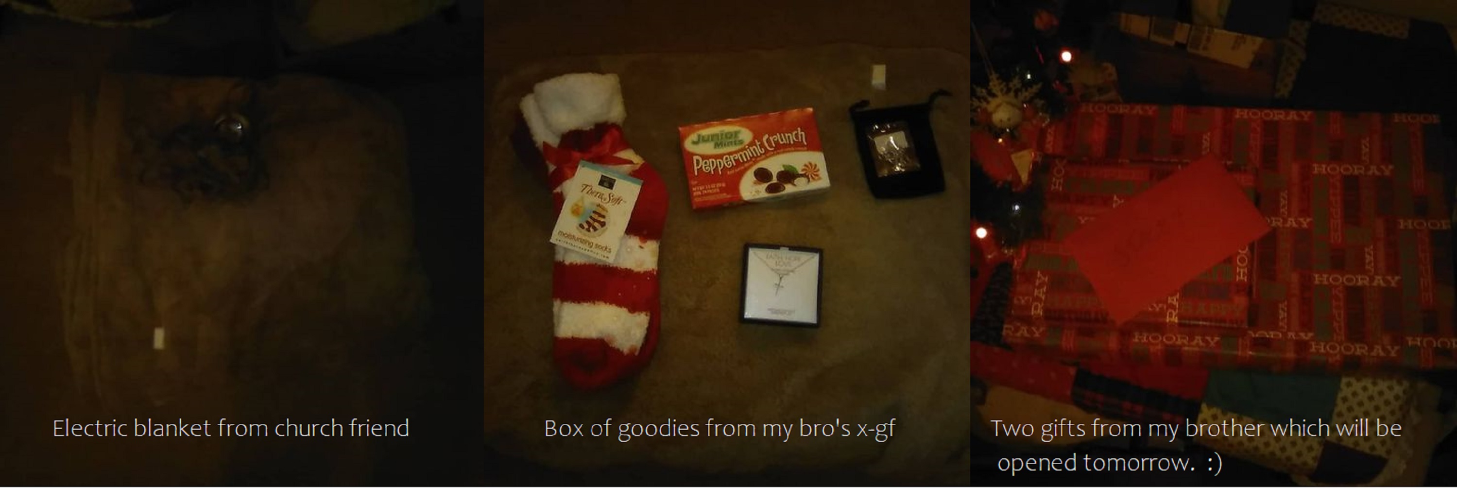 Photos taken by me of gifts with my phone