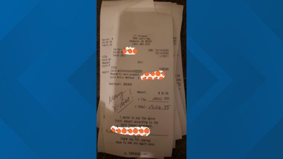 A receipt from a restaurant in Richmond Washington worth $1,000 dollars A receipt from a restaurant in Richmond Washington worth $1,000 dollars