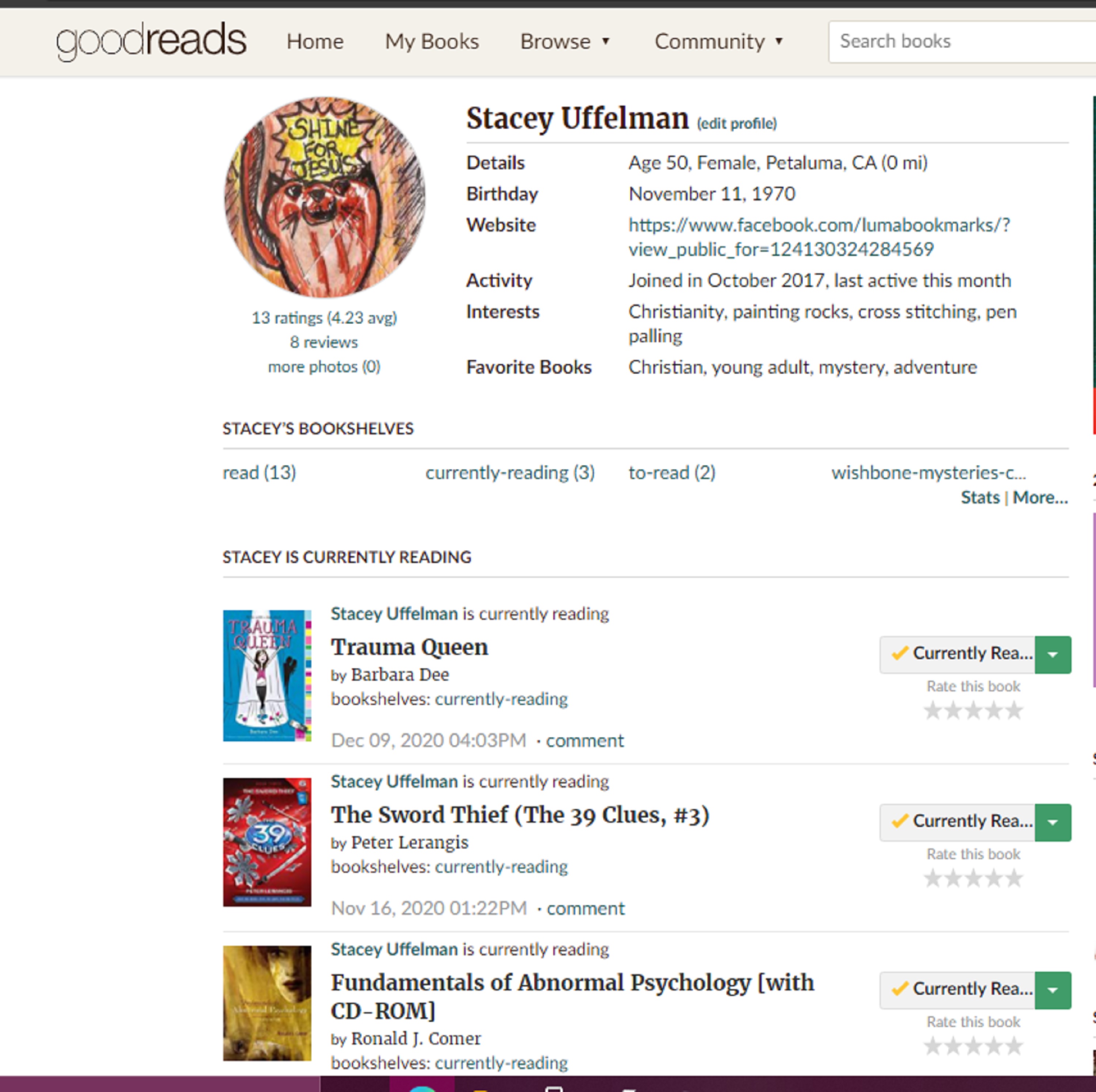 Screencap I took of my Good Reads page Screencap I took of my Good Reads page