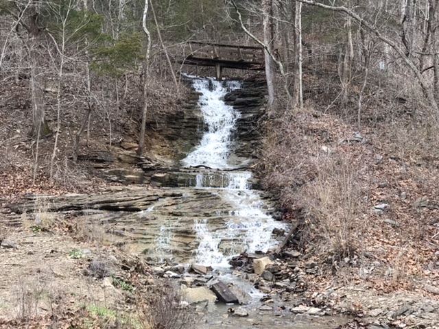 Waterfall at Saunders Springs Nature Preserve in Radcliff, KY.  Photo taken by and the property of FourWalls.  