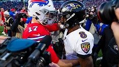 Buffalo Bills quarterback Josh Allen meets Baltimore Ravens QB Lamar Jackson