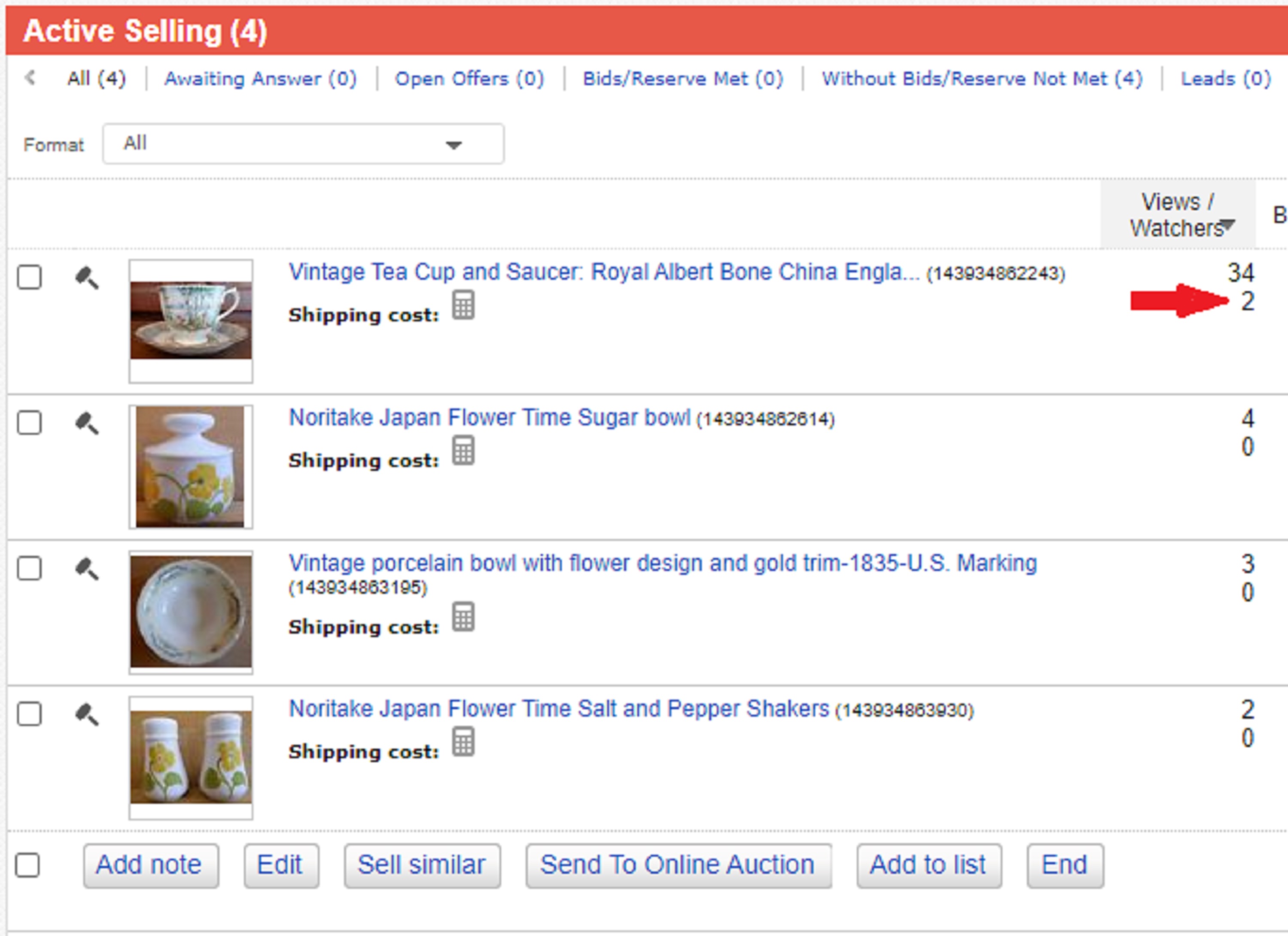 Screencap I took of my eBay auctions 2-1-21 Screencap I took of my eBay auctions 2-1-21