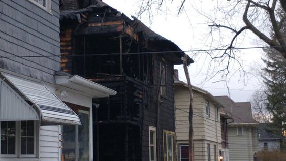 Damage to a house fire in Rochester New York Damage to a house fire in Rochester New York