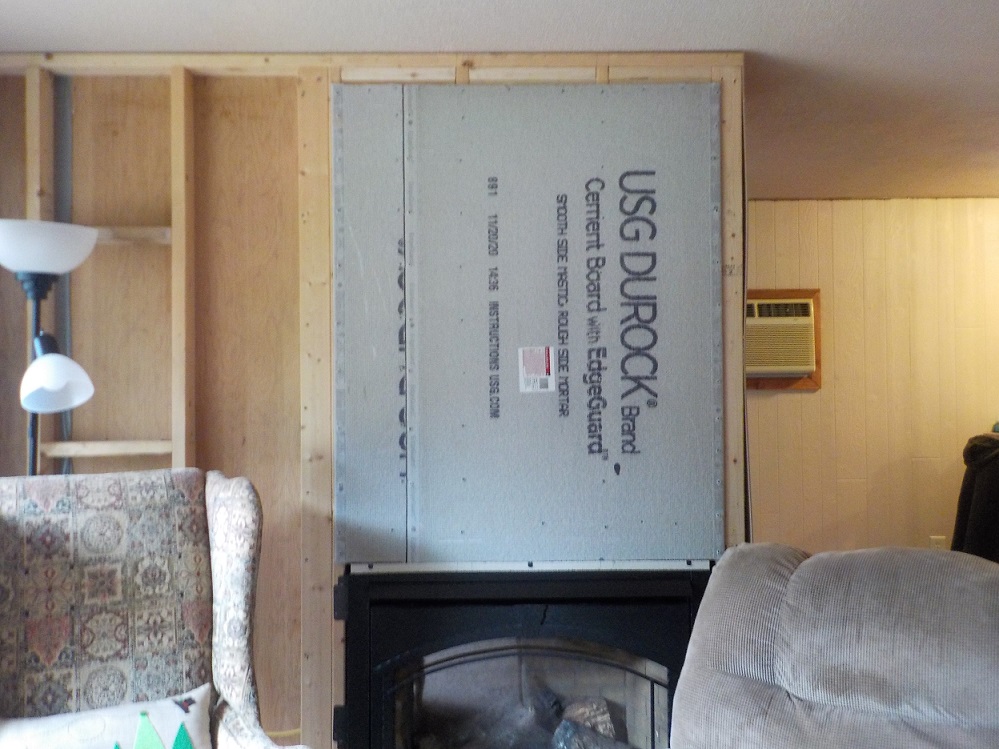 Placing Cement-board around the Gas Fireplace / myLot