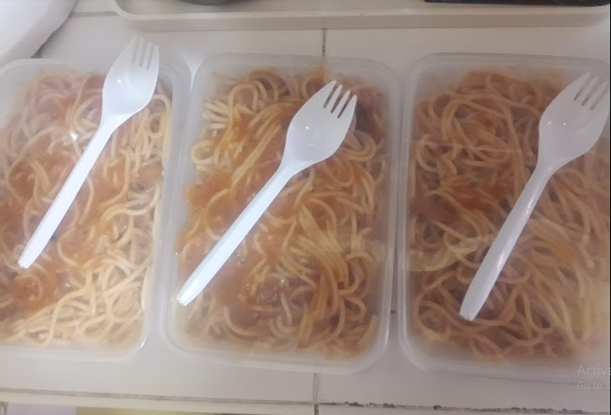 Photo is mine. Spaghetti for the kids.