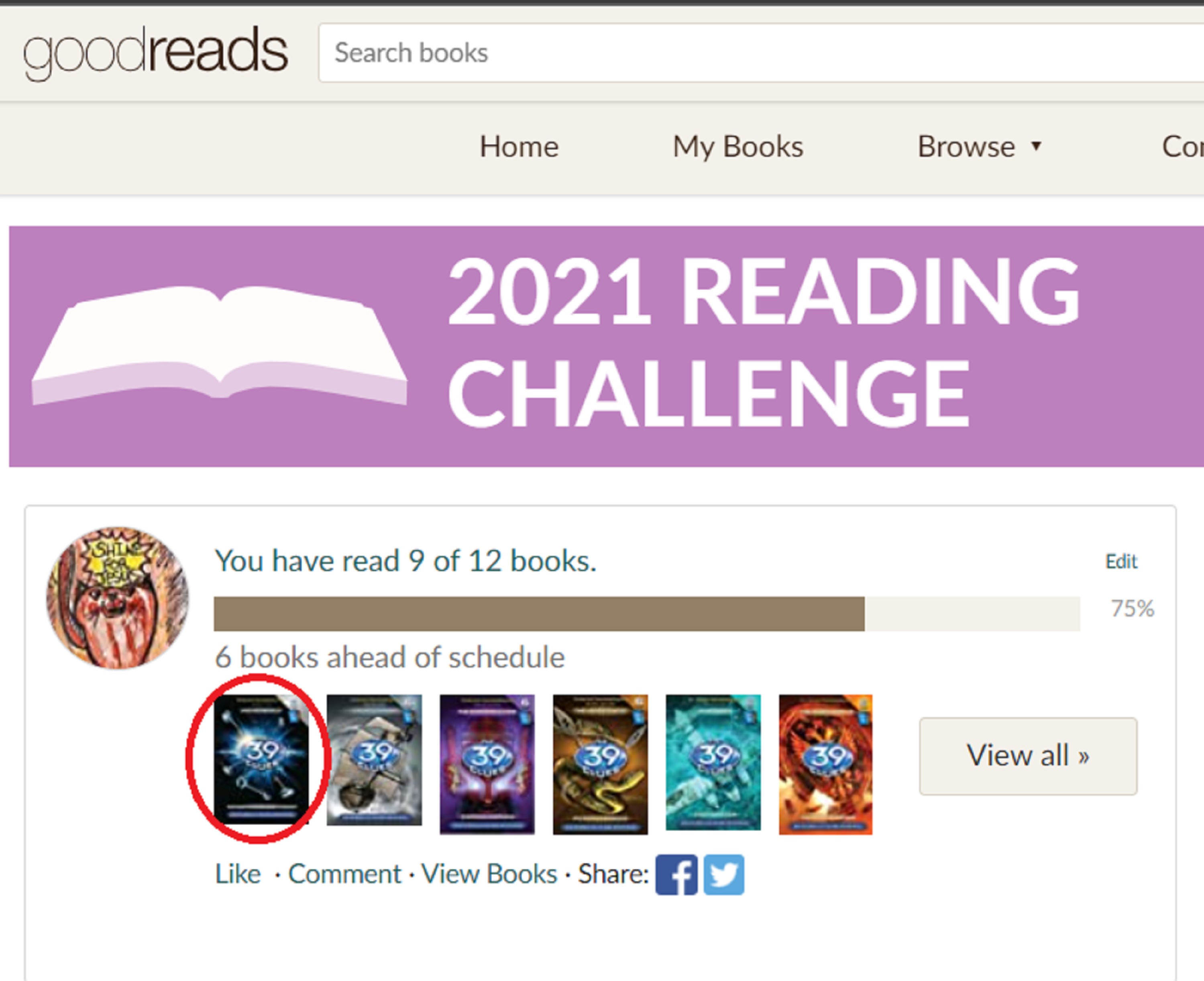 Screencap I took of my Amazon GoodReads page Screencap I took of my Amazon GoodReads page