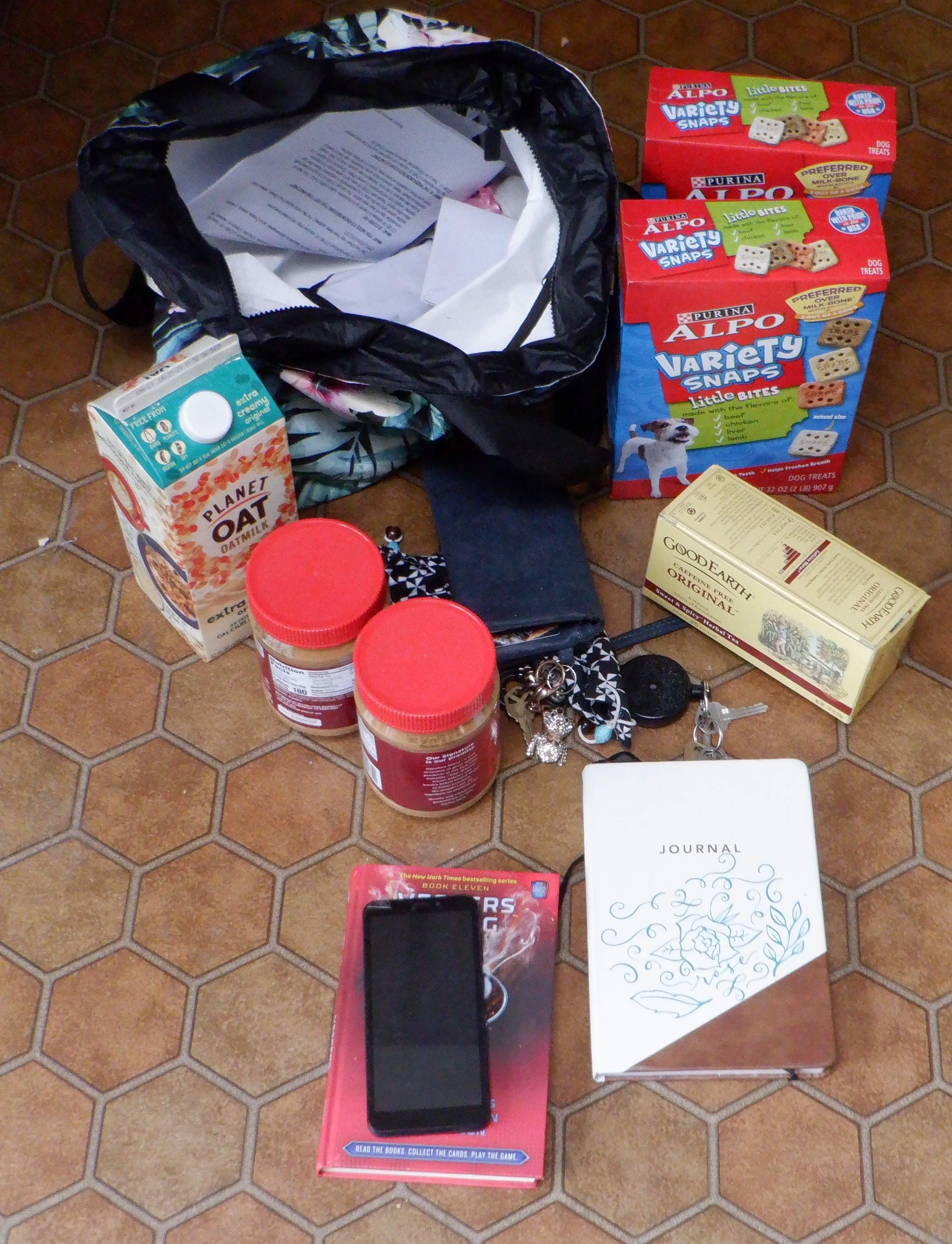 Photo I took of books that I brought with me and groceries Photo I took of books that I brought with me and groceries