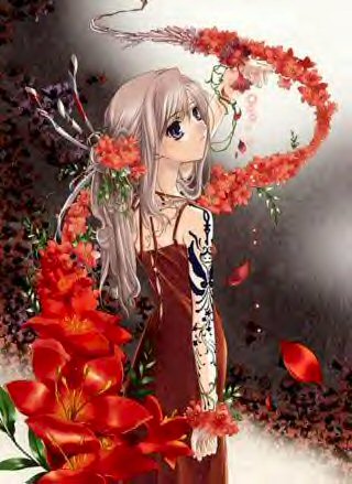 Red Flowers - Girl with red flowers