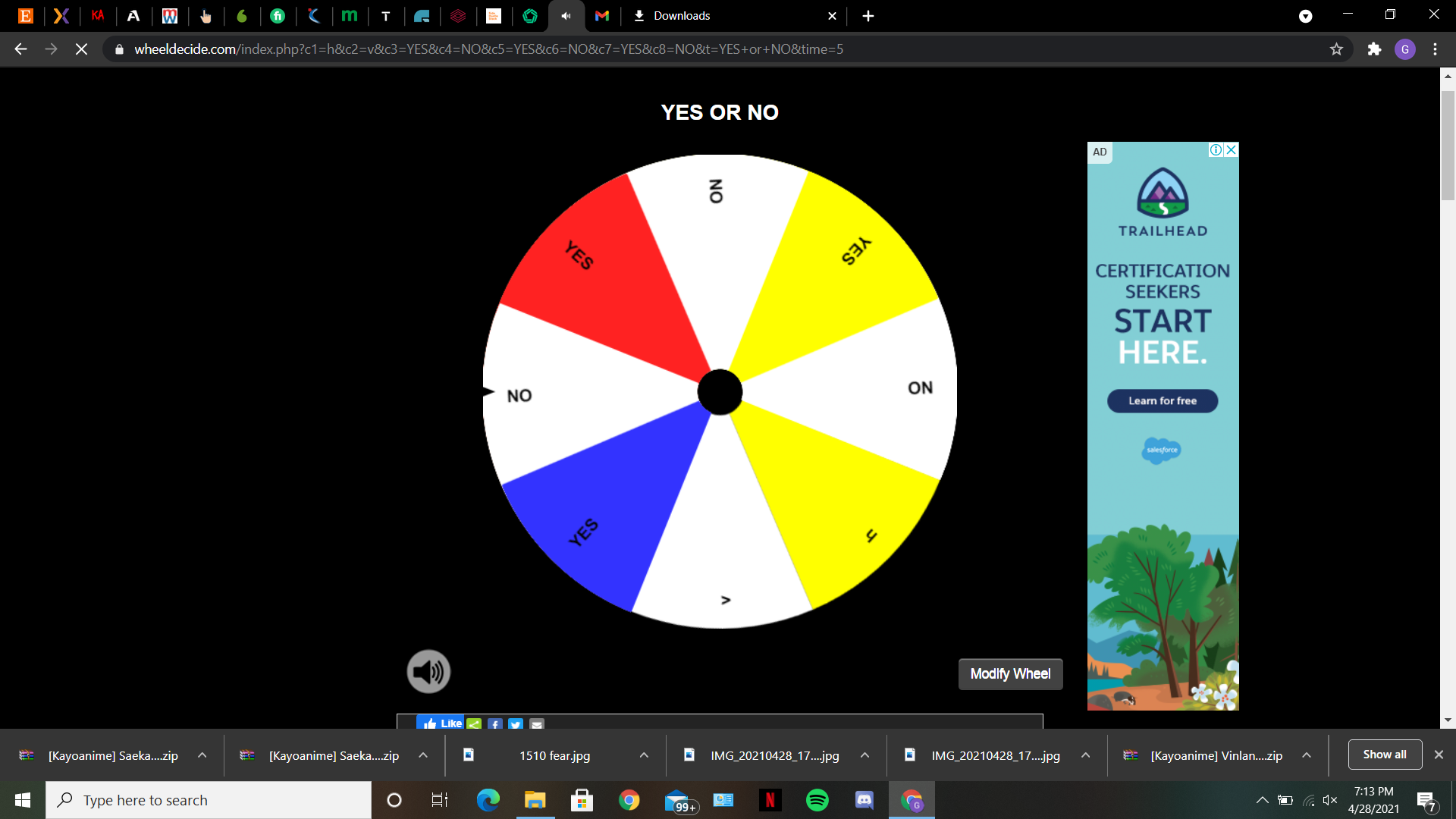 yes/no spin wheel