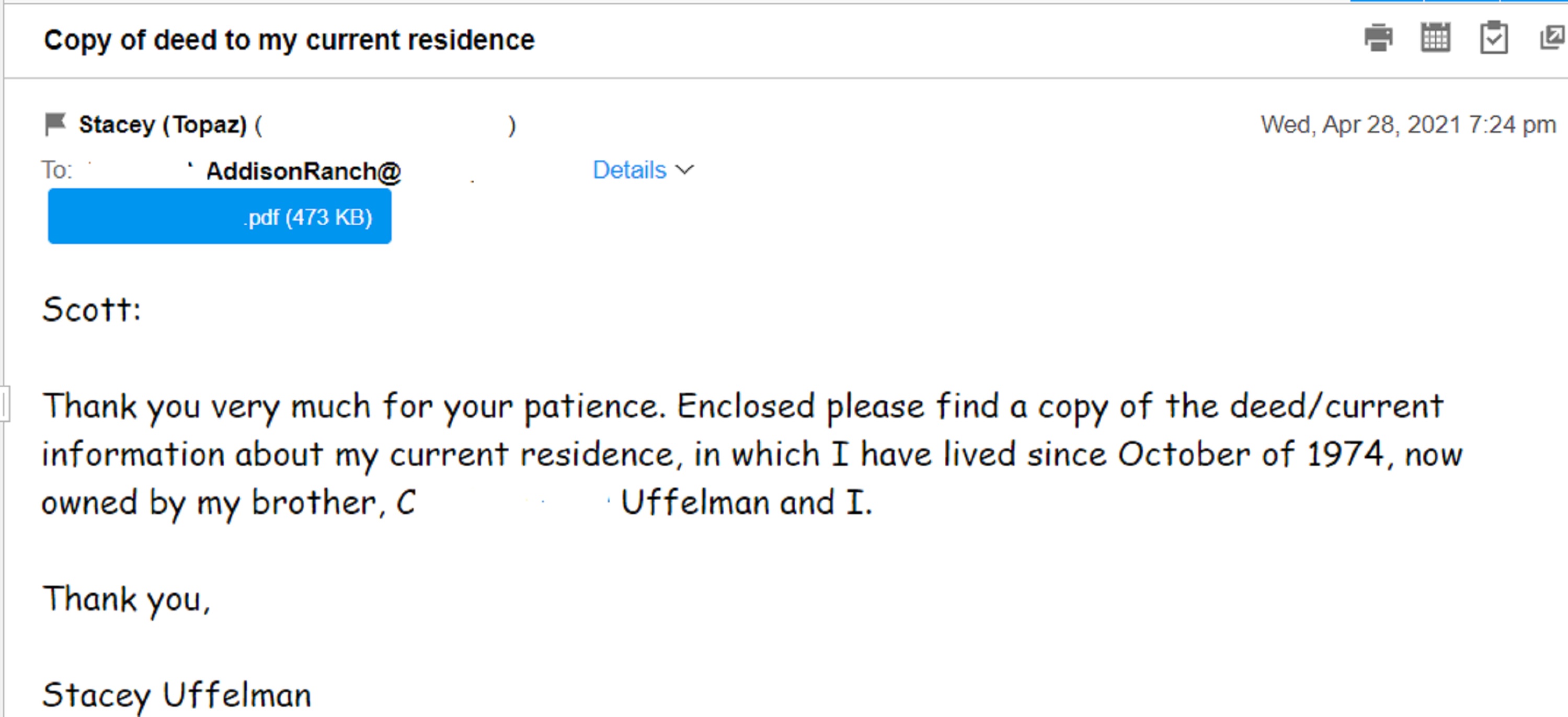 Screencap of my email to the apartment manager Screencap of my email to the apartment manager