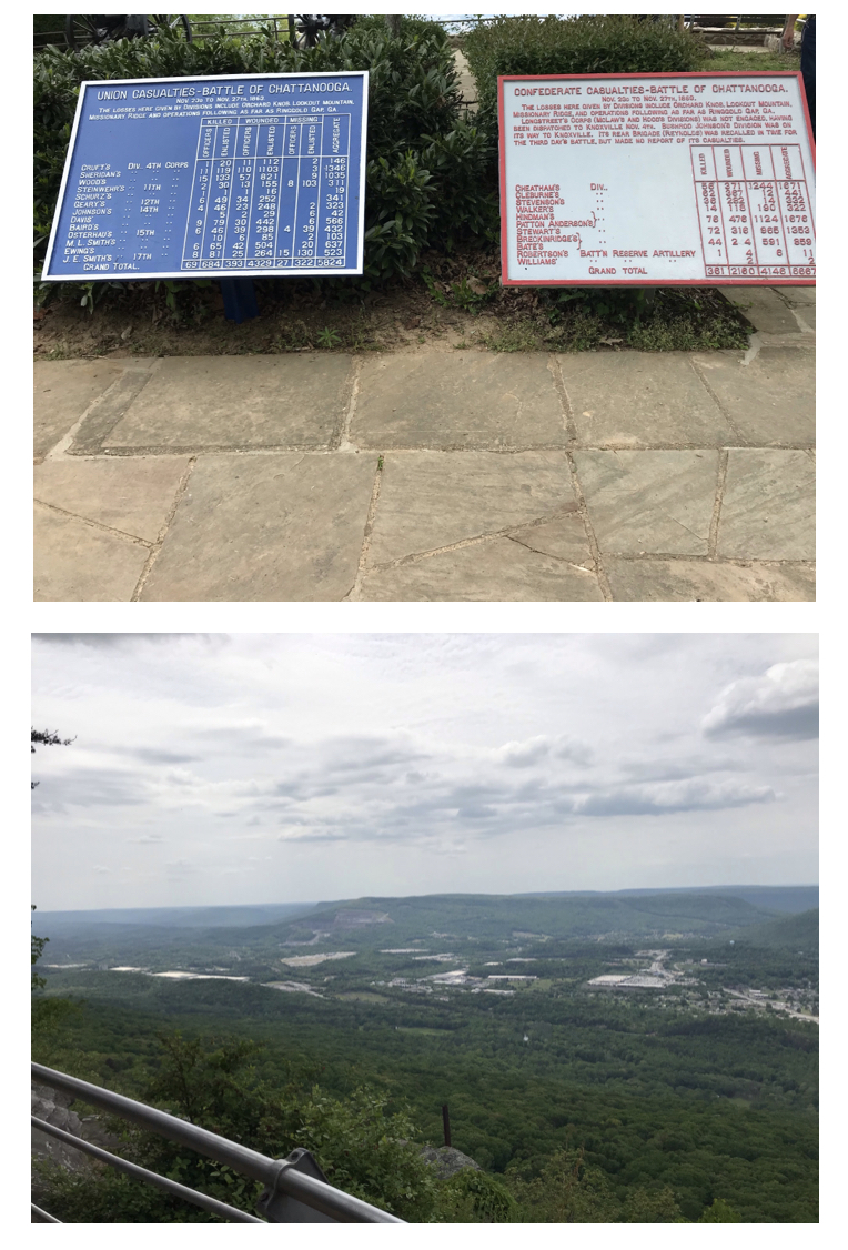 Casualty statistics and the view from Lookout Mountain, site of the Battle of Chattanooga. Photos taken by and the property of FourWalls. Casualty statistics and the view from Lookout Mountain, site of the Battle of Chattanooga. Photos taken by and the property of FourWalls.