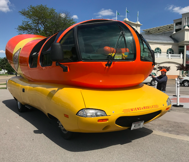 The Oscar Meyer Wiener Mobile, in front of Churchill Downs.  Photo taken by and the property of FourWalls.