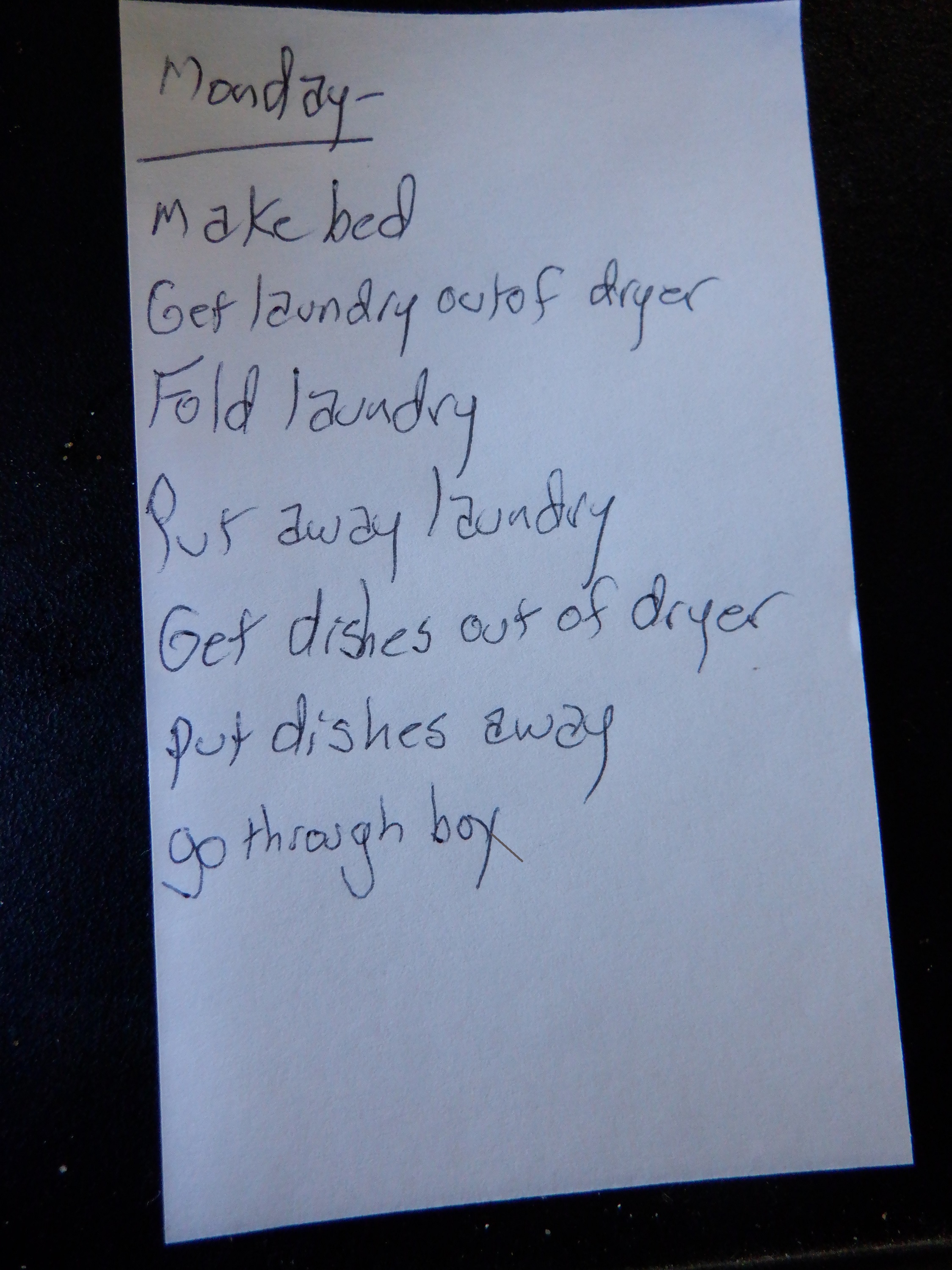 Photo I took of today's to do list Photo I took of today's to do list