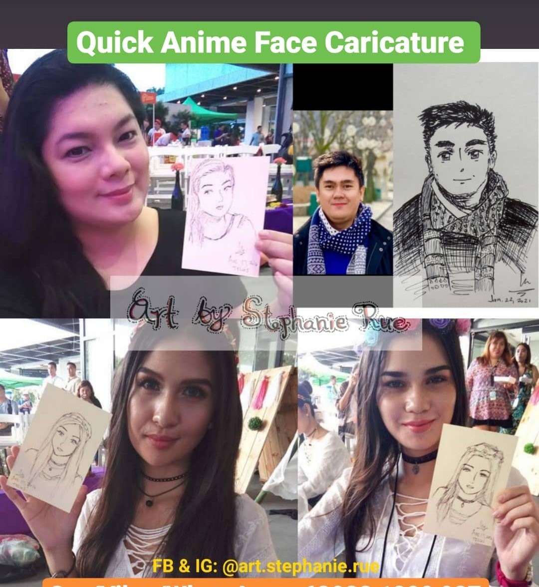 Anime Face Caricatures by Art x Stephanie Rue