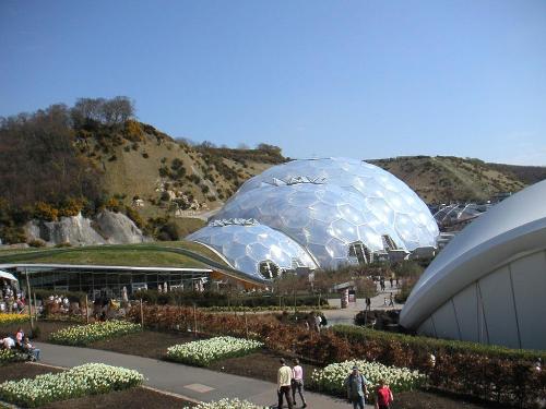 Eden Project - The Eden project in Cornwall where tropical plants grow and an ecosystem has been set up in the Biomes.
