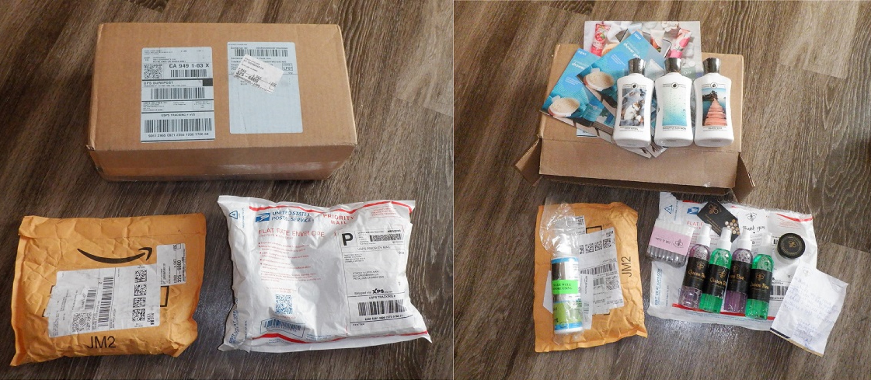 Photos I took of "before" and "after unwrapping packages Photos I took of "before" and "after unwrapping packages