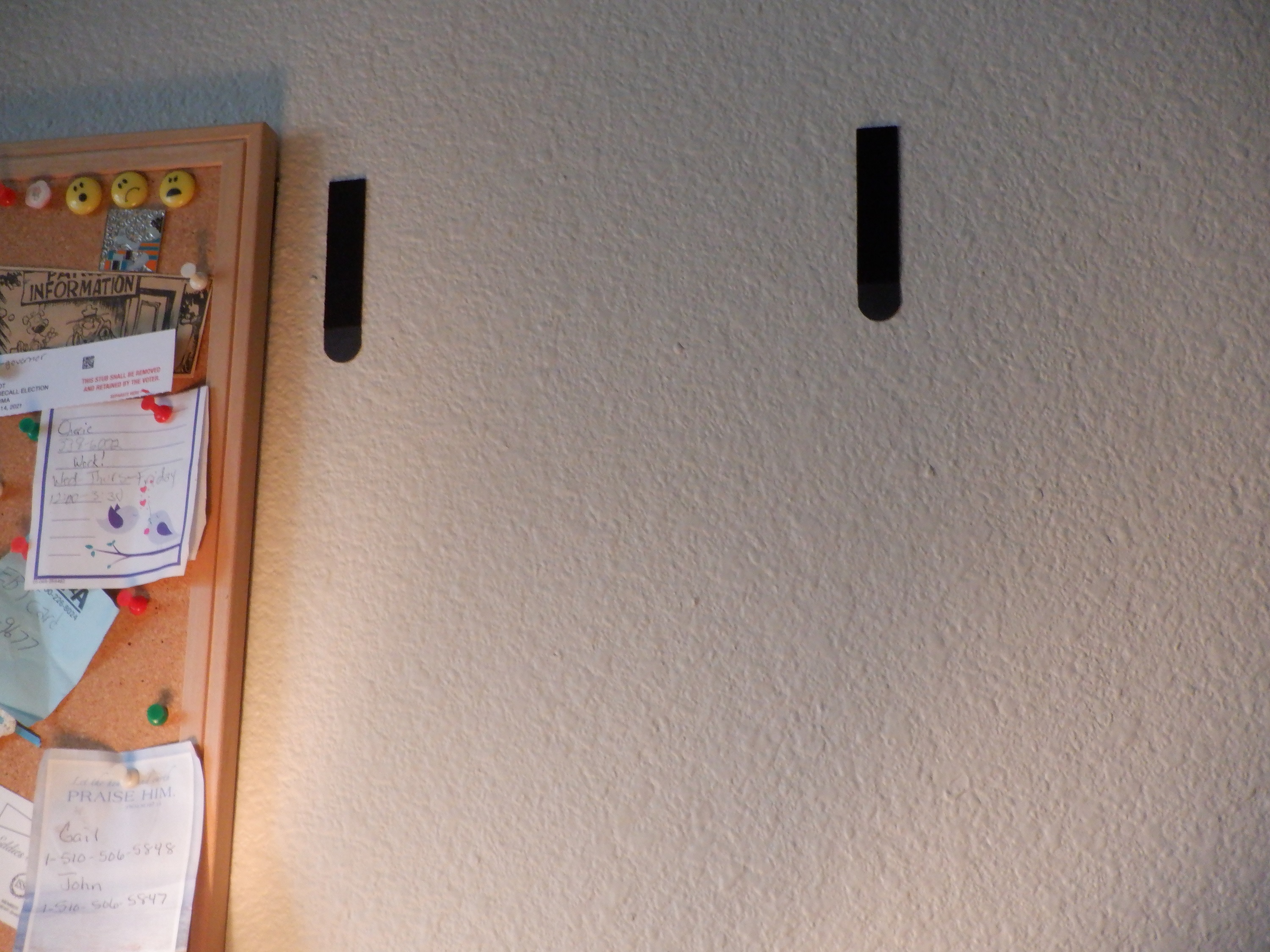 command strips I have on the wall to hang the bulletin board command strips I have on the wall to hang the bulletin board