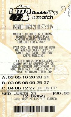 A Michigan Lotto 47 jackpot ticket A Michigan Lotto 47 jackpot ticket