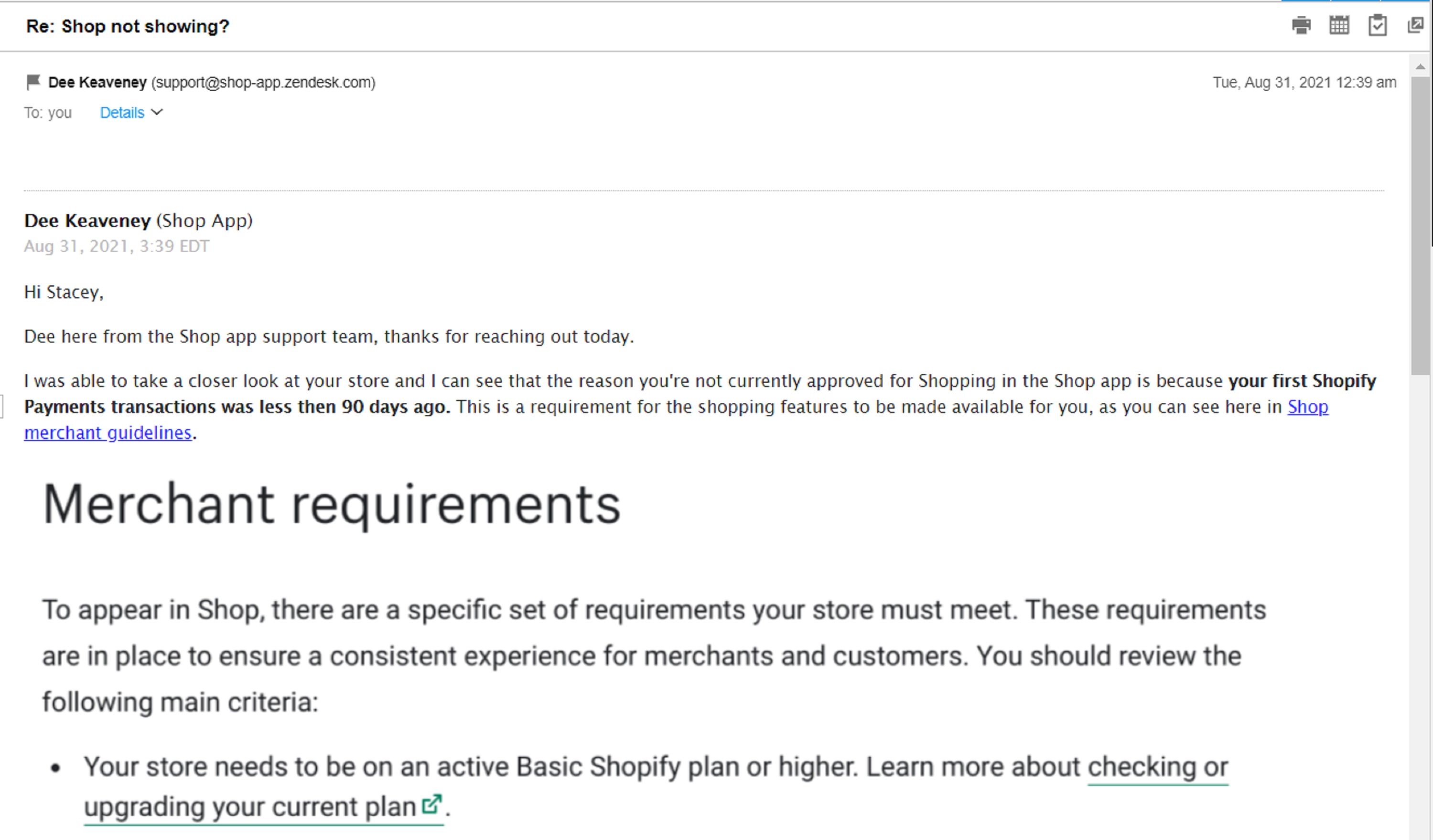 Ridiculous note from Shopify Ridiculous note from Shopify