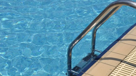 Swimming pool in Madison Wisconsin where a fawn came for a visit  