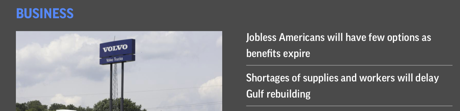 Associated Press app screen shot of September 6 2021. Associated Press app screen shot of September 6 2021.