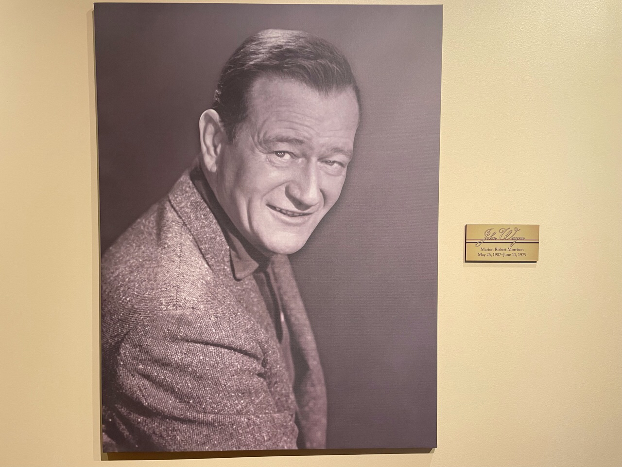 The photo of John Wayne at the entrance to the museum.  Photo taken by and the property of FourWalls.