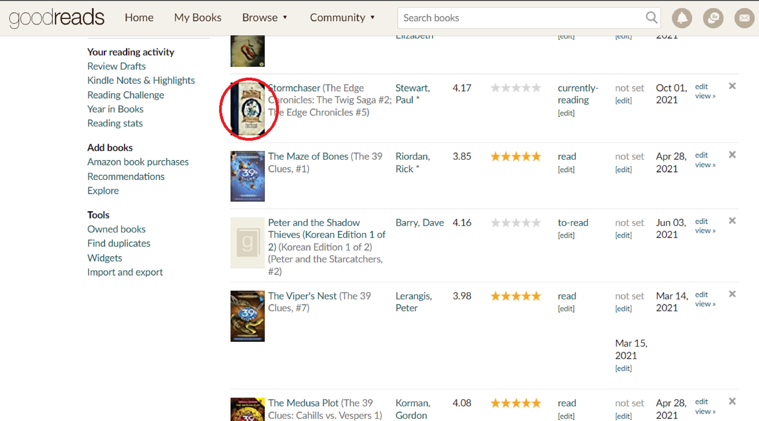 Screencap I took of my Goodreads page on Amazon Screencap I took of my Goodreads page on Amazon