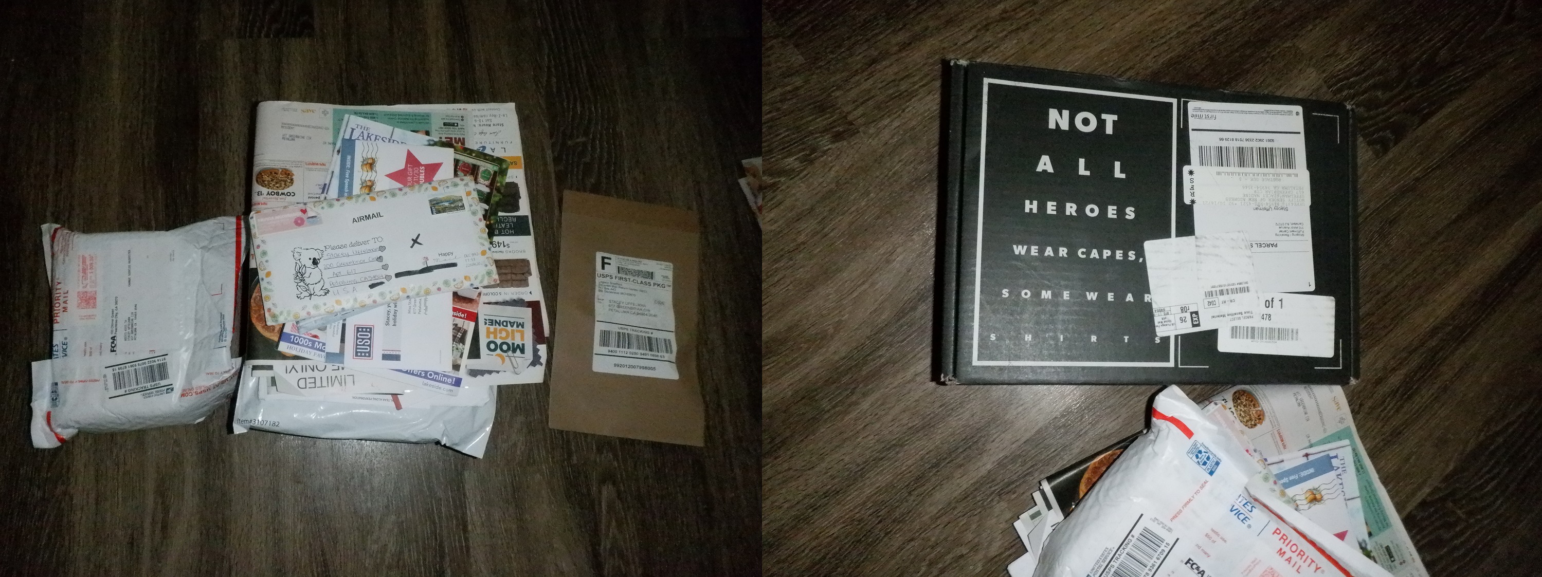 Photos I took of mail I received today