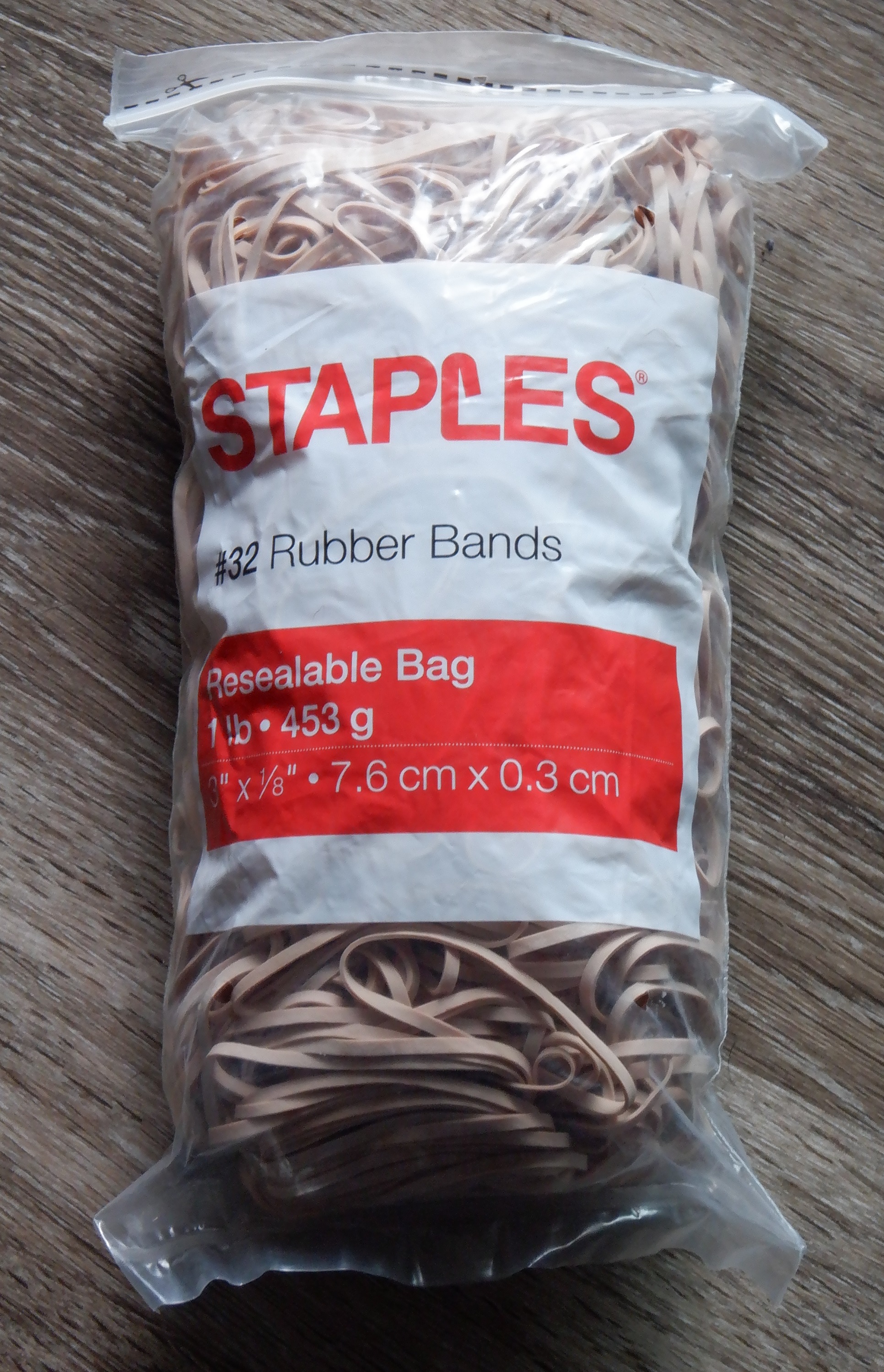 Photo I took of the bag of rubber bands I bought