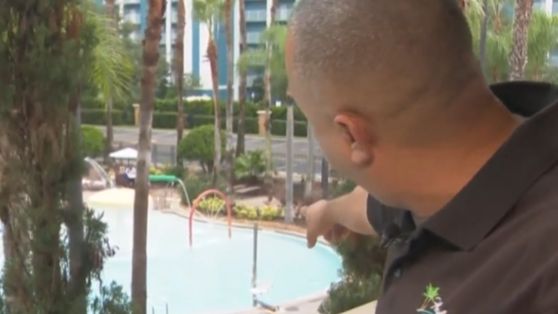 Bellman Robert Mejias pointing where a 2 year old boy nearly drowned in a pool Bellman Robert Mejias pointing where a 2 year old boy nearly drowned in a pool