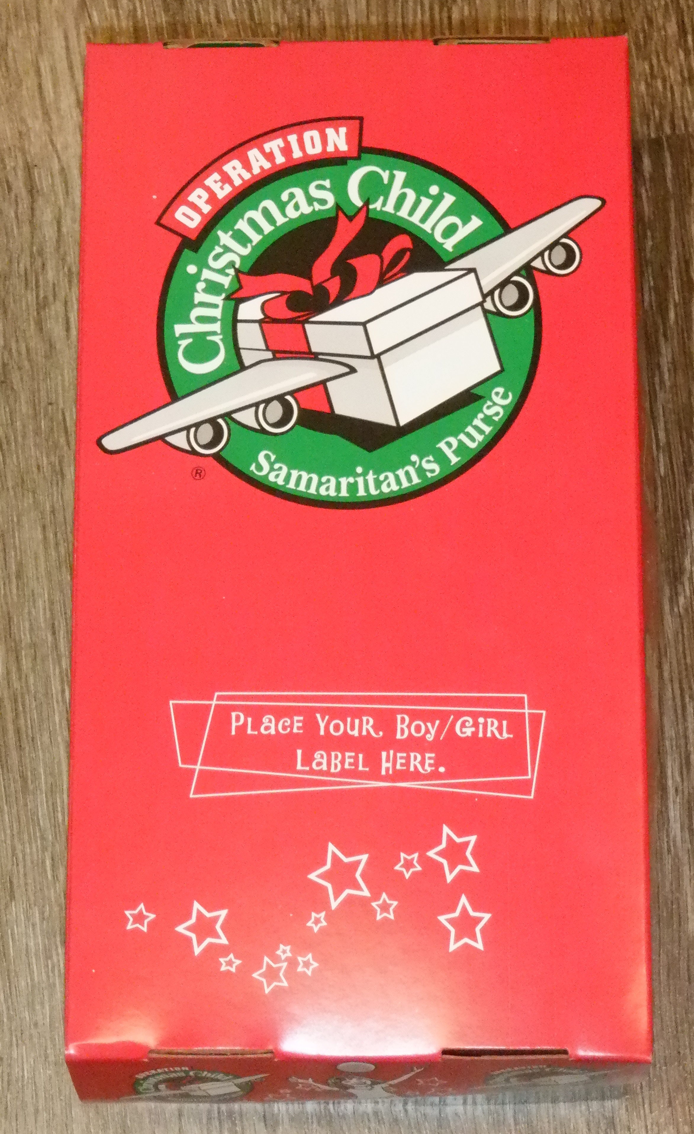 Photo I took of my Operation Christmas Child Box