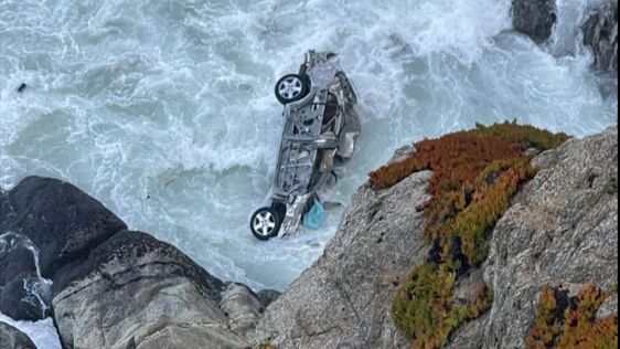 Image of an auto that fell off a cliff in California on Thursday morning. Image of an auto that fell off a cliff in California on Thursday morning.