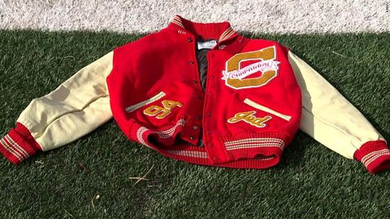 A high school jacket that belonged to a former football player comes home A high school jacket that belonged to a former football player comes home