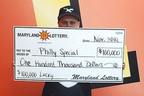 A Maryland resident who goes by "Philly Special: shows his winning lottery ticket prize A Maryland resident who goes by "Philly Special: shows his winning lottery ticket prize