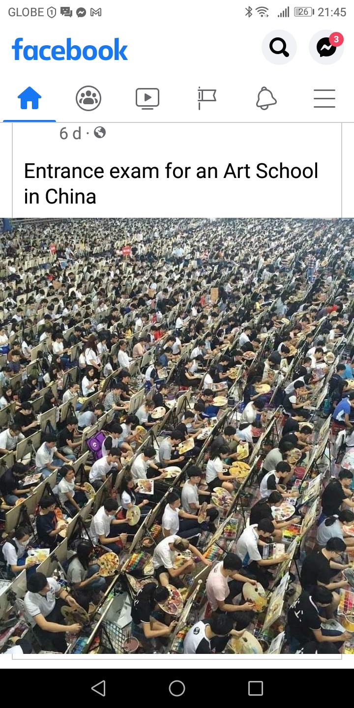 Chinese students taking art entrance examination