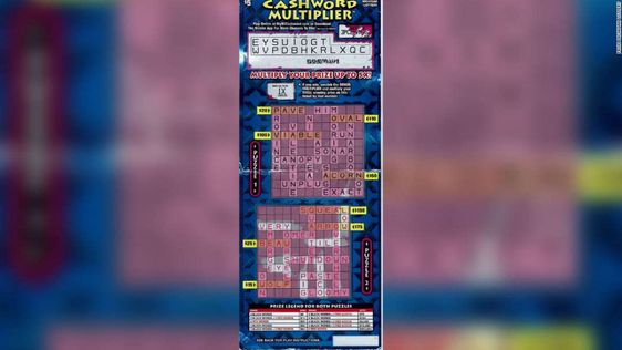 A winning lottery scratch off ticket