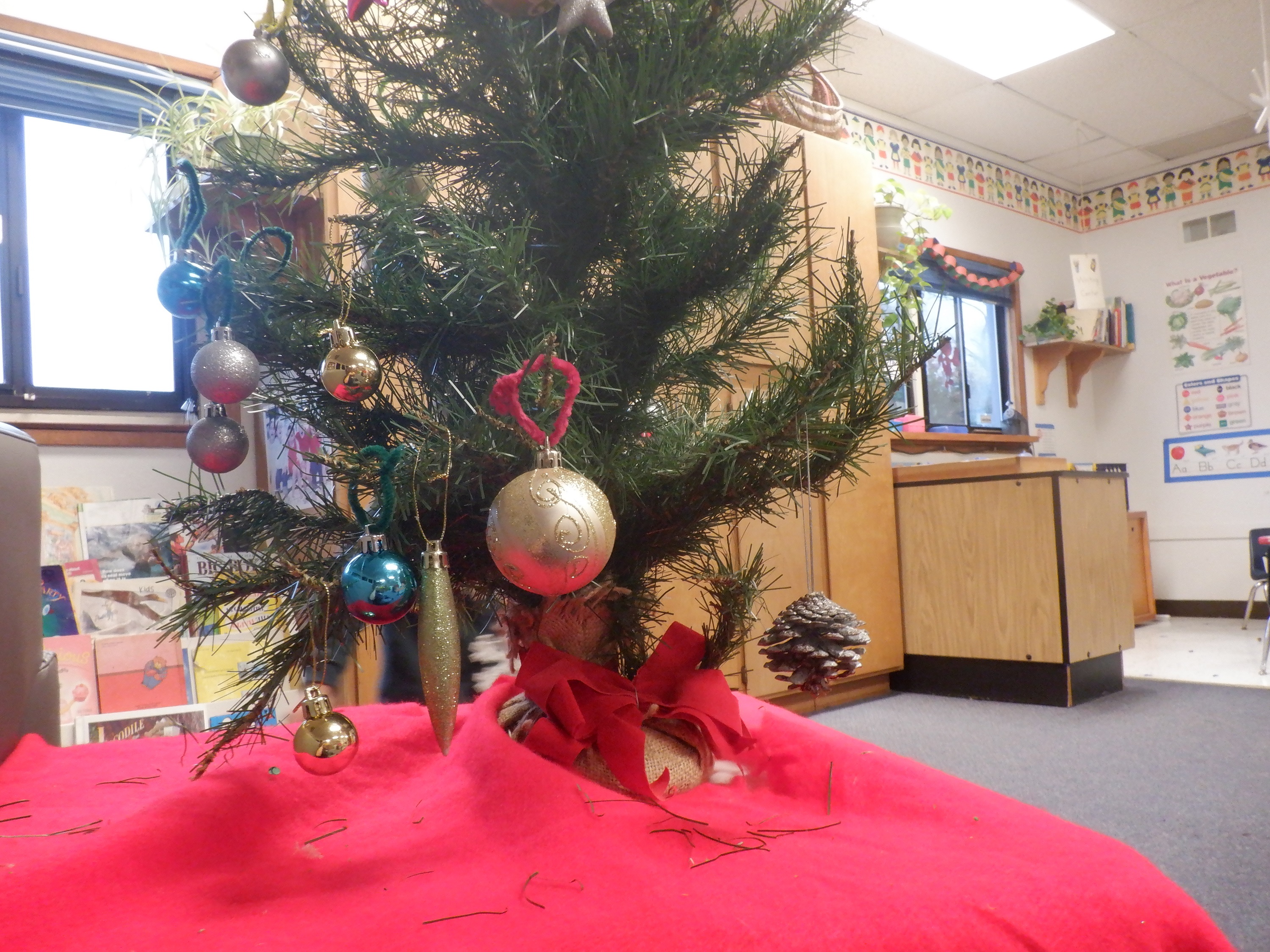 Ornament on the tree that the children at the preschool could decorate/undecorate