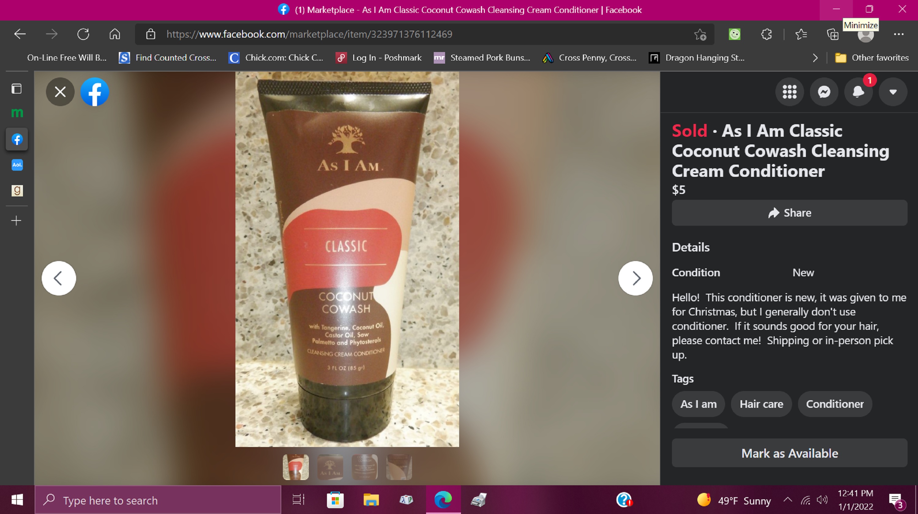 Screen cap of the item sold on Facebook Marketplace Screen cap of the item sold on Facebook Marketplace