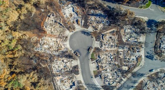 Aerial view of the wildfire in Superior Colorado